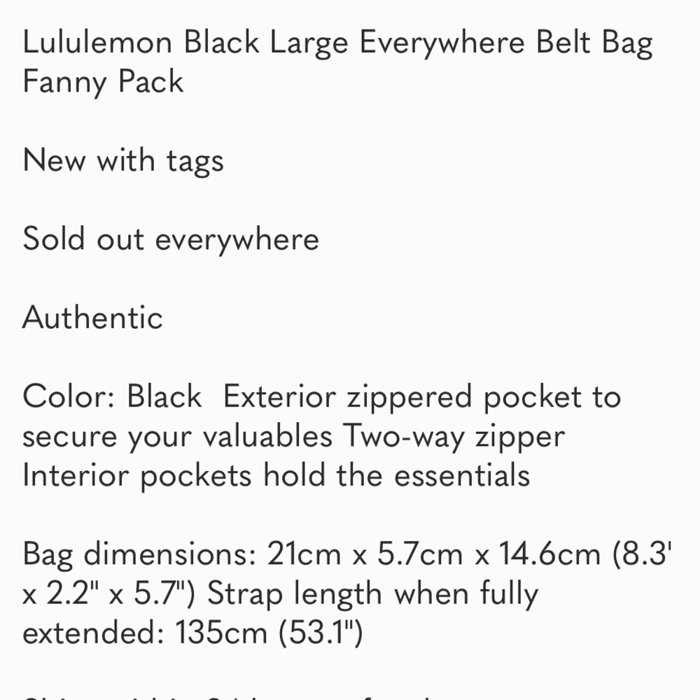 NWT Lululemon Everywhere Belt Bag Large Black - Picture 7 of 7